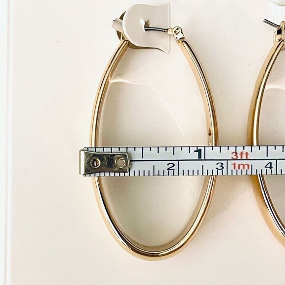 NWT Robert Lee Morris Soho Large Oval Thick Gold Polished Hoops earrings - Picture 7 of 10